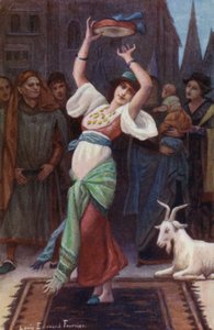 Nello spazio tra la folla e il fuoco una ragazza stava ballando da Louis Edouard Paul Fournier